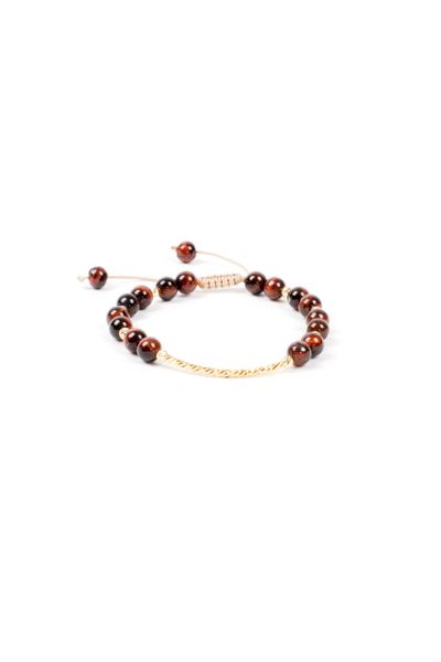 Bratara Gold Stones Red Tiger Eye