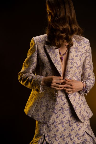 Sacou din jacquard Lavender Riviera