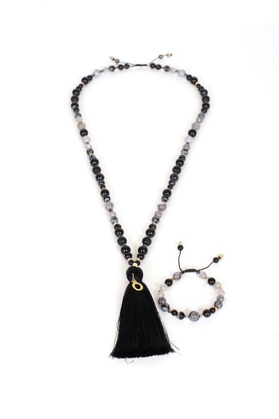 Set colier și brațară Black/Grey Galaxy