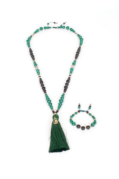 Set colier și brațară Malachit Galaxy