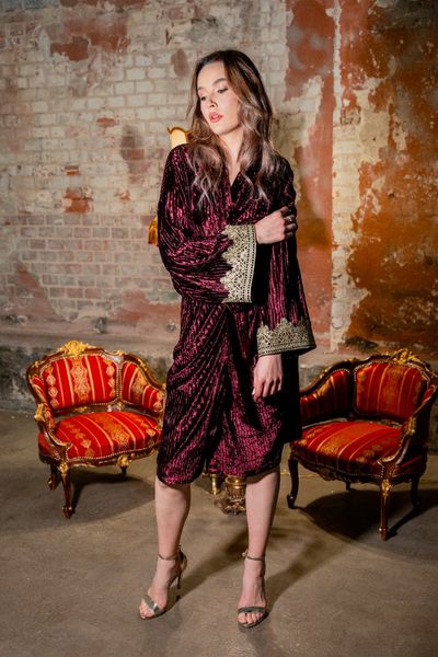 Halat din catifea Imperial Plum