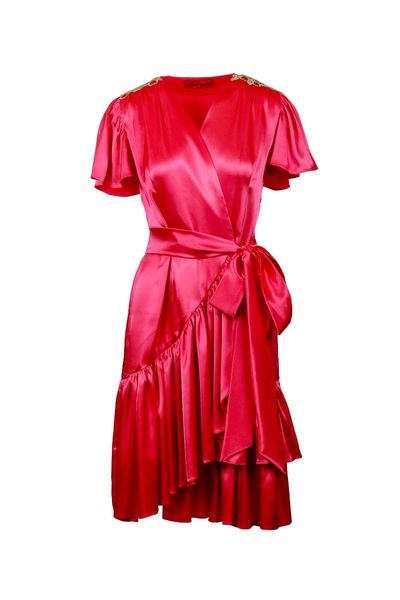 Rochie din satin Hard Fuchsia Royal Day