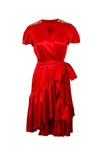Rochie din satin Passion Red Royal Day