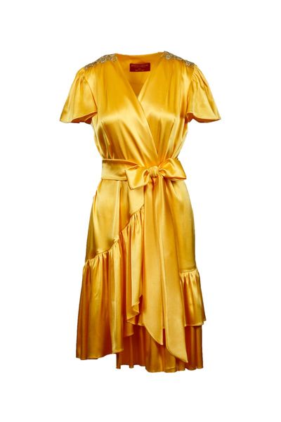 Rochie din satin Hot Yellow Royal Day