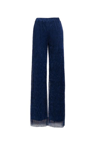 Pantaloni din Lurex Dark Blue Stripes Basic