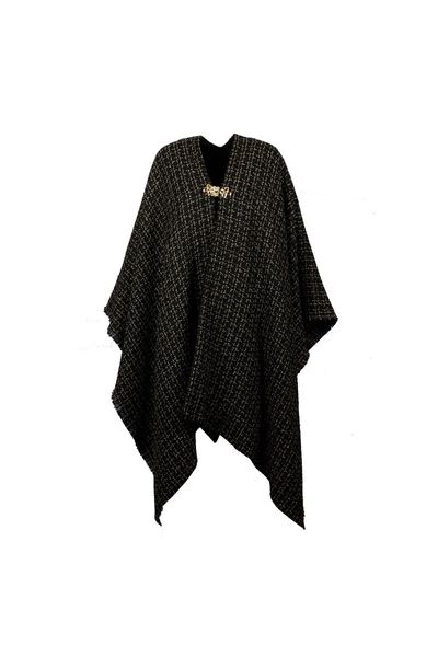 Poncho reversibil din stofă Black/Gold Basic Poncho reversibil din stofă Black/Gold Basic