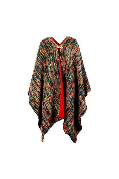 Poncho reversibil din stofă Red/Coffee Basic Poncho reversibil din stofă Red/Coffee Basic
