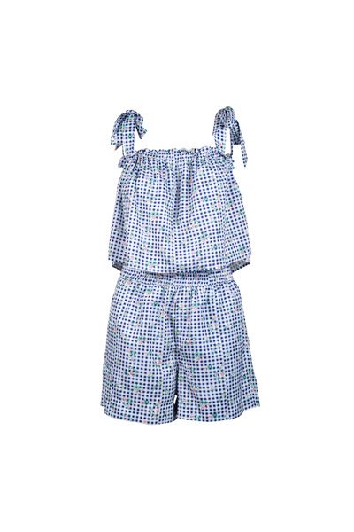 Set Picnic din bumbac top şi pantaloni Dark Blue