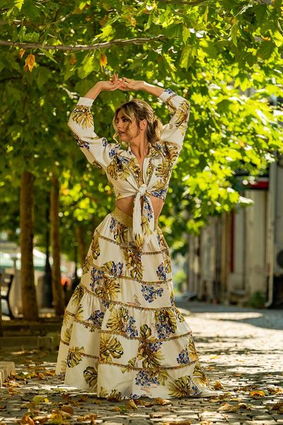 Cămașă din vâscoză Blue Flowers Urban Gitana