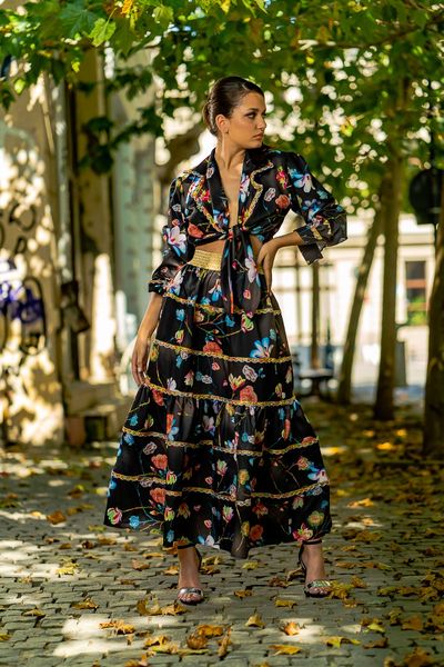 Cămașă din vâscoză Wild Black Urban Gitana